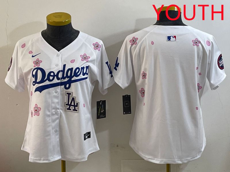 Youth Los Angeles Dodgers Blank White Sakura Edition 2025 Nike MLB Jersey style 6->washington nationals->MLB Jersey